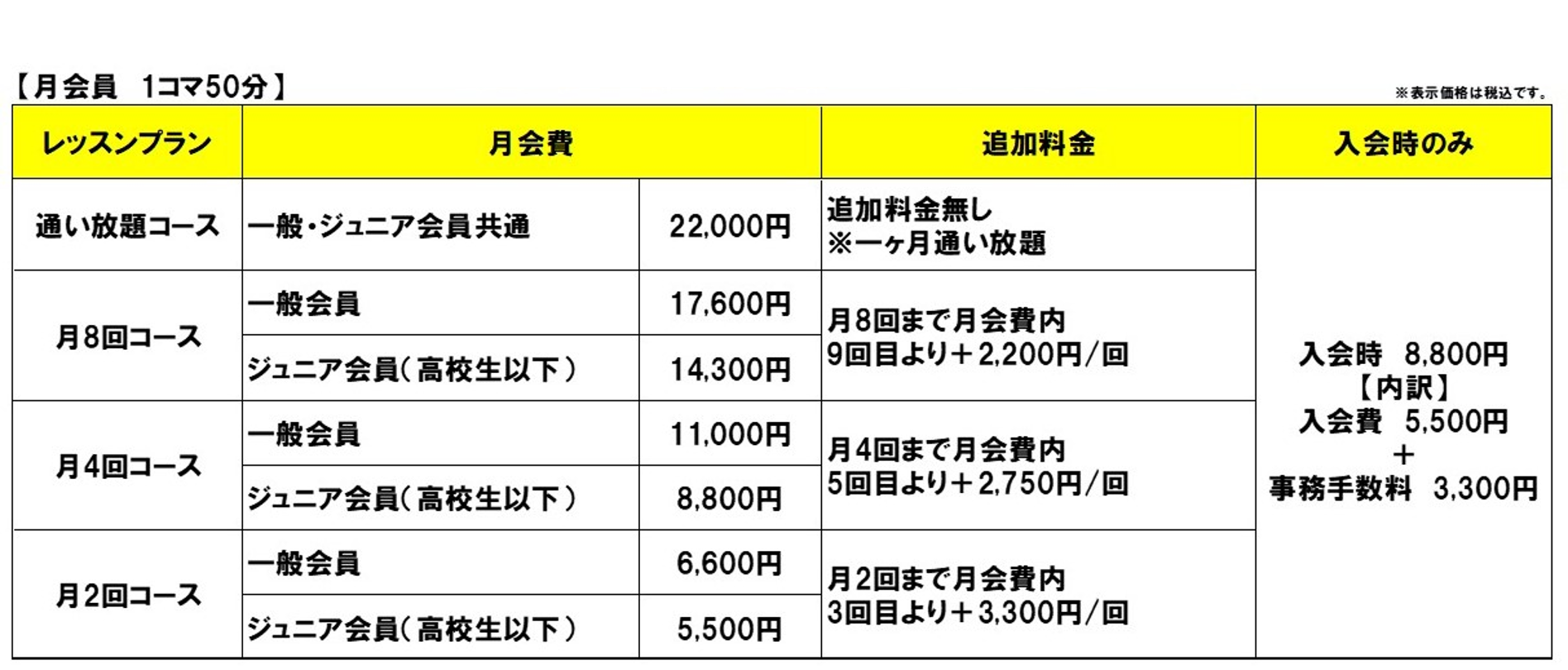 料金表